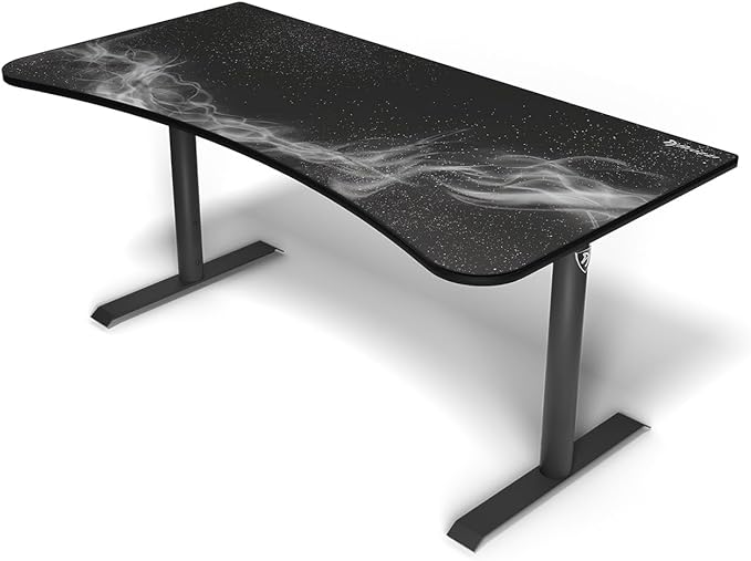 Arozzi Arena Special Edition Ultrawide Curved Gaming and Office Desk with Full Surface Water Resistant Desk Mat Custom Monitor Mount Cable Management Cut Outs - Gunmetal Galaxy - LeafyLoom