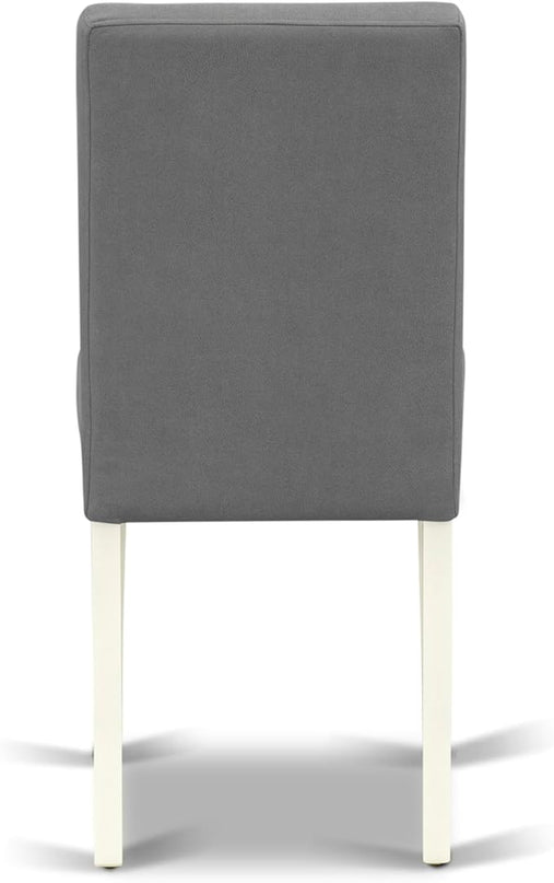 East West Furniture ANAS3-LWH-41 Antique 3 Piece Kitchen Set consists A Wooden Table and 2 Platinum Gray Faux Leather Person Chairs with Stylish Back, Linen White Finish, 36x36 Inch - LeafyLoom