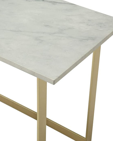 Walker Edison Modern Glam Faux Top Laptop Writing Desk Home Office Workstation Small, 42"L x 20"W x 30"H, Marble/Gold - LeafyLoom
