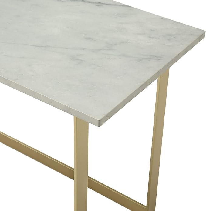 Walker Edison Modern Glam Faux Top Laptop Writing Desk Home Office Workstation Small, 42"L x 20"W x 30"H, Marble/Gold - LeafyLoom