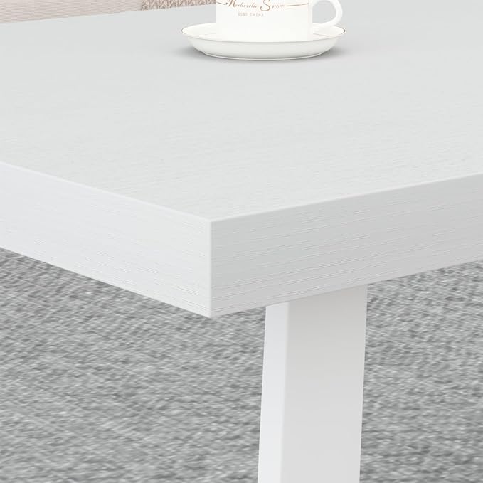 HSH White Coffee Table, Modern Simple Rectangle Living Room Table, Industrial Wood and Metal Legs Center Table for Bedroom, Farmhouse Minimalist Wooden Cocktail Tea Coffee Table, White Oak, 47 Inch - LeafyLoom