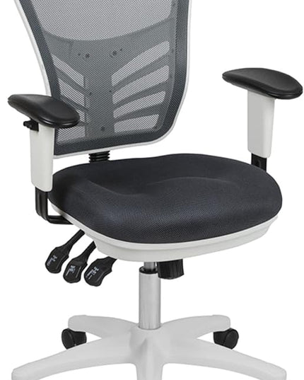 Flash Furniture Nicholas Mid-Back Swivel Office and Gaming Chair, Ergonomic Mesh Office Chair with Adjustable Lumbar Support and Height, Gray/White - LeafyLoom