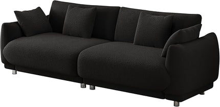 NicBex Sectional Couch Sofa with 4 Throw Pillows Modern Cloud Couch for Living Room Furniture Sets with Metal Legs AMD Sponge Filled, Modular Sofa for Living Room, Bedroom, Apartment, 86.6" L, Black - LeafyLoom
