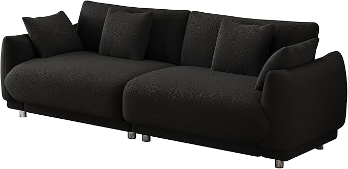 NicBex Sectional Couch Sofa with 4 Throw Pillows Modern Cloud Couch for Living Room Furniture Sets with Metal Legs AMD Sponge Filled, Modular Sofa for Living Room, Bedroom, Apartment, 86.6" L, Black - LeafyLoom