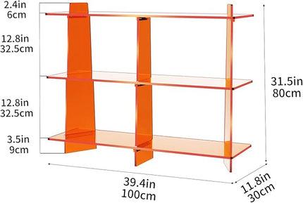 Acrylic Console Table, Entryway Table, Acrylic Bookshelf, 39.4'' x 11.8'' x 31.5'', Clear - LeafyLoom