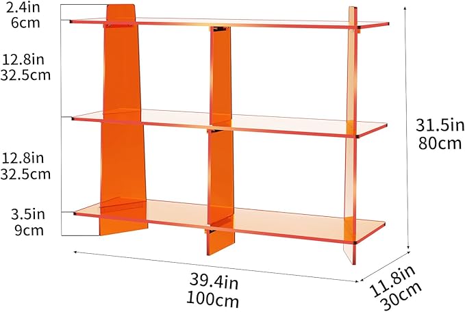 Acrylic Console Table, Entryway Table, Acrylic Bookshelf, 39.4'' x 11.8'' x 31.5'', Clear - LeafyLoom