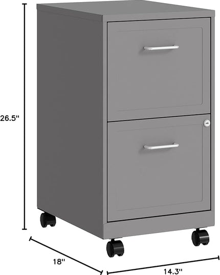 LYS Chrome Pull F/F Mobile File Cabinet, Silver - LeafyLoom