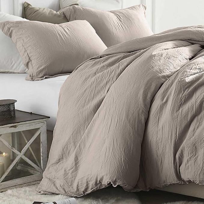 ETDIFFE Tan Comforter Set Queen Size, 3pc Modern Western Taupe Brown Bedding Set - Soft & Lightweight Dark Khaki Microfiber Down Alternative Bed Comforter with 2 Pillow Shams for Women Men - LeafyLoom