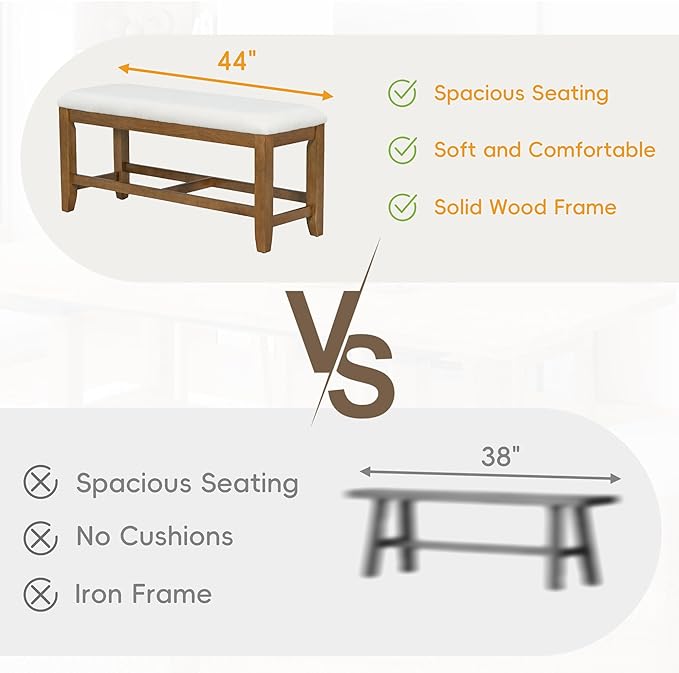 76Inch Dining Table Set for 6, Extendable Dining Table with 18inch Removable Leaf and Upholstered Dining Chair and Bench for Dining Room, Dark Brown - LeafyLoom