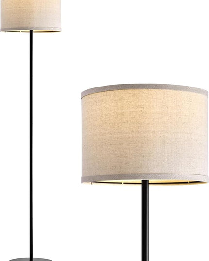 Oneach 61" Farmhouse Industrial Floor Lamp for Living Room Standing Floor Lamp Rustic Floor Lamps for Living Room Bedroom Tall Lamps with Rotary Switch for Bedroom with Natural Linen Lamp Shade - LeafyLoom