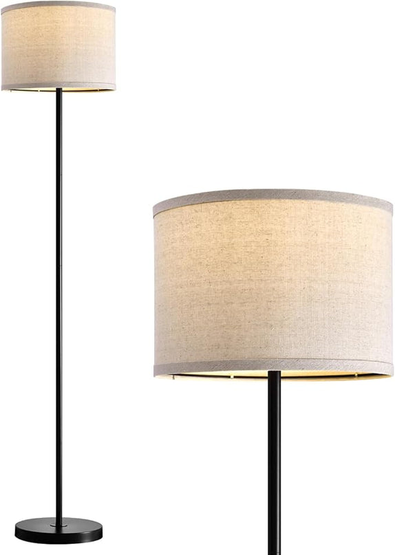 Oneach 61" Farmhouse Industrial Floor Lamp for Living Room Standing Floor Lamp Rustic Floor Lamps for Living Room Bedroom Tall Lamps with Rotary Switch for Bedroom with Natural Linen Lamp Shade - LeafyLoom