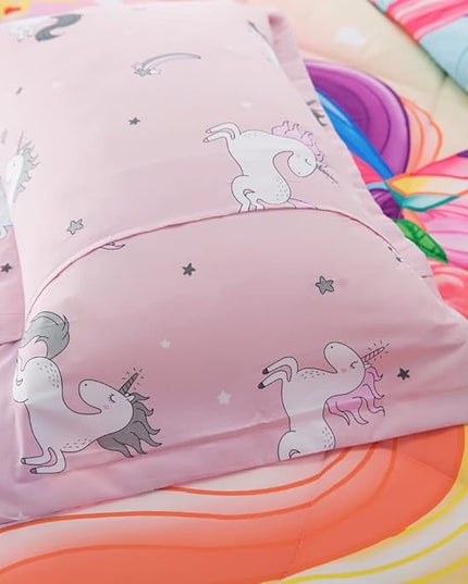 ADASMILE A & S Unicorn Comforter Set Full with Sheets 6 Pieces Floral Pink Unicorn Bedding Set for Girls Kids Unicorn Sheets Soft Bed-in-a-Bag Comforter Reversible Bed Comforter Set for Home Decor - LeafyLoom