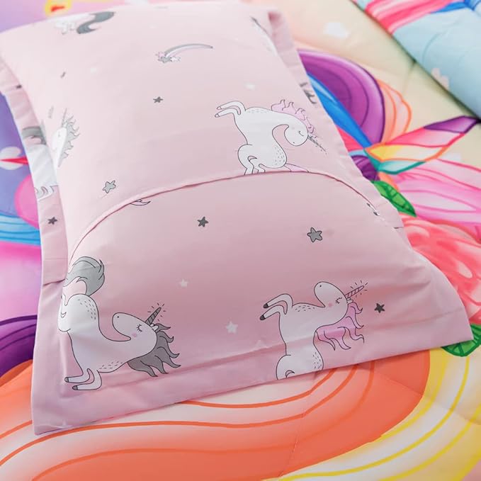 ADASMILE A & S Unicorn Comforter Set Twin with Sheets 6 Pieces Floral Pink Unicorn Bedding Set for Girls Kids Unicorn Sheets Soft Bed-in-a-Bag Comforter Reversible Bed Comforter Set for Home Decor - LeafyLoom