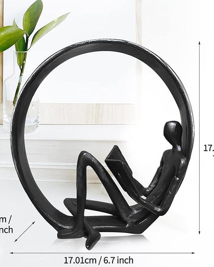 Jalunth Bookshelf Bookcase Aesthetic Decoration Art Sculptures Home Decor Book Shelf Case Modern Accents Figurine Reading Metal Decorative Ideas Objects Accessories Library Office Steel Statue Gifts - LeafyLoom