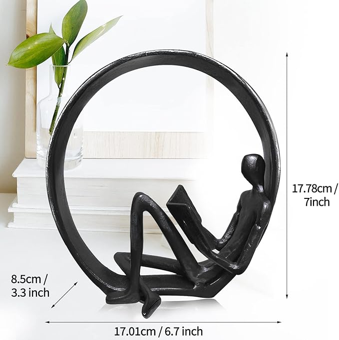 Jalunth Bookshelf Bookcase Aesthetic Decoration Art Sculptures Home Decor Book Shelf Case Modern Accents Figurine Reading Metal Decorative Ideas Objects Accessories Library Office Steel Statue Gifts - LeafyLoom