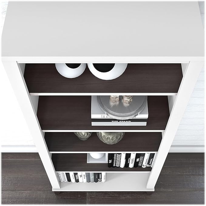 Bush Furniture Somerset 5-Shelf 65-inch H Bookcase, Storm Gray/White (WC81065) - LeafyLoom