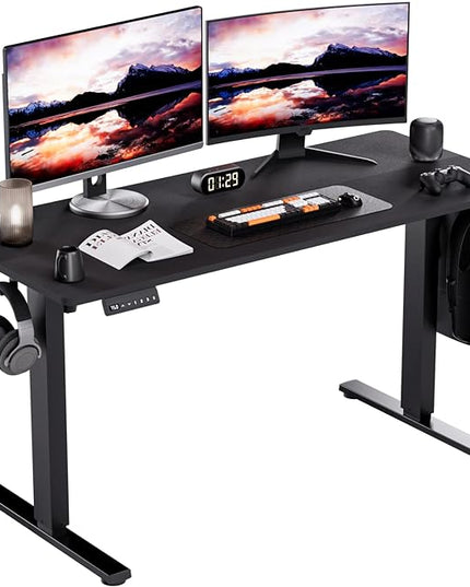 Standing Desk, Height Adjustable Desks with Powerful Motor and Cable Management,electric Sit Stand Desk with Hight Preset Design for Home Office Use 55x24 in Black - LeafyLoom