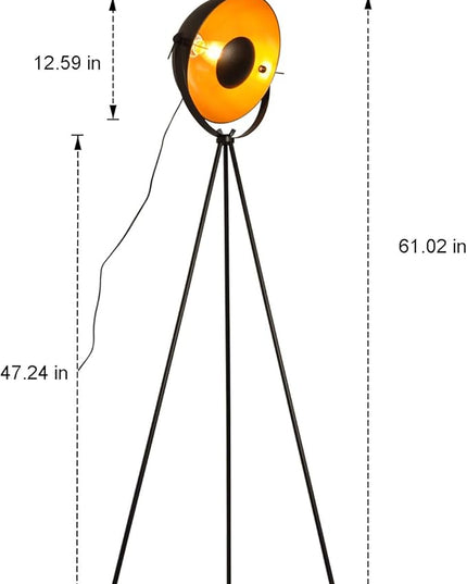 COSYLUX Industrial Tripod Floor Lamp for Living Room, Modern Satellite Tall Standing Lamps for Bedrooms Black Gold (No Bulbs) - LeafyLoom