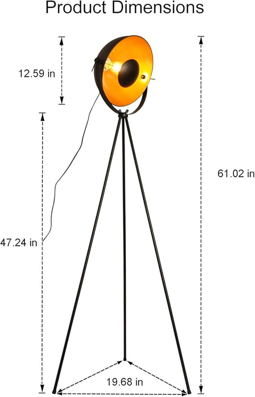 COSYLUX Industrial Tripod Floor Lamp for Living Room, Modern Satellite Tall Standing Lamps for Bedrooms Black Gold (No Bulbs) - LeafyLoom