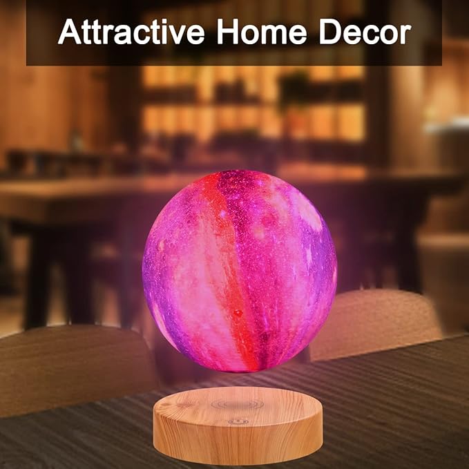 VGAzer Levitating Moon Lamp,Floating and Spinning in Air Freely with 3D Printing LED Moon Light Has 16 Colors 20 Modes for Unique Christmas Gifts,Room Decor (16 Colors Galaxy Moon) - LeafyLoom