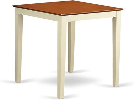 East West Furniture VERN3-WHI-C Vernon 3 Piece Counter Height Dining Set for Small Spaces Contains a Square Wooden Table and 2 Linen Fabric Upholstered Chairs, 36x36 Inch - LeafyLoom