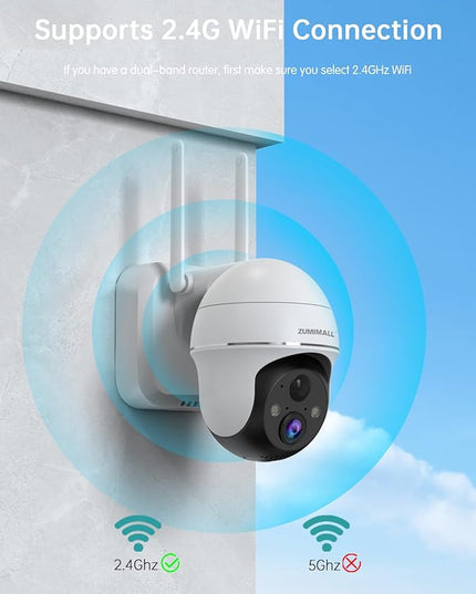 2K Security Camera Outdoor Wireless WiFi with 360° PTZ, ZUMIMALL Battery Powered Wireless Cameras for Home Surveillance, Spotlight & Siren/PIR Detection/3MP Color Night Vision/2-Way Talk/IP66/Cloud/SD ZUMIMALL