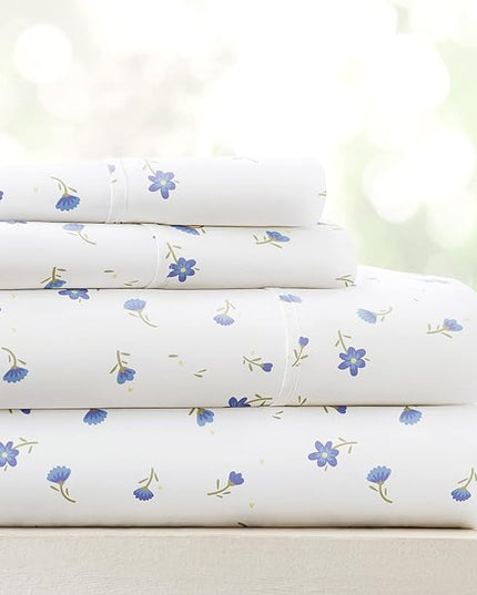 Linen Market 4 Piece Queen Sheet Set (Light Blue Floral) - Sleep Better Than Ever with These Ultra-Soft & Cooling Bed Sheets for Your Queen Size Bed - Deep Pocket Fits 16" Mattress - LeafyLoom
