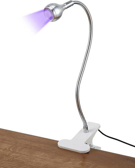Big Chip 395nm UV LED Light Fixtures with Gooseneck and Clamp Mini Desk Light Clamp Portable Gooseneck for Outdoor Stall Gel Nail Curing, 5V USB Input(Silver,1 Piece) - LeafyLoom