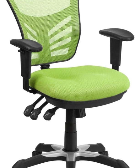 Flash Furniture Nicholas Mid-Back Swivel Office and Gaming Chair, Ergonomic Mesh Office Chair with Adjustable Lumbar Support and Height, Green - LeafyLoom