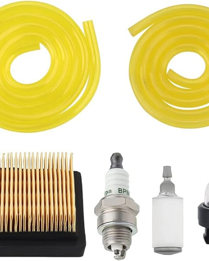 Hipa BP42 Air Filter Compatible with Ryobi RY08420 RY08420A Replace # 900777005, 30805407, 308054093 with Fuel Lines, Primer Bulb, Fuel Filter, Spark Plug Backpack Blower Repower Kit - LeafyLoom
