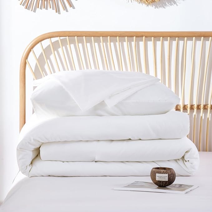 ROSGONIA California King Comforter Set White, 3pcs (1 Boho Cal King Comforter & 2 Pillowcases), All Season Hotel Bedding Bedspread Blanket Quilt - LeafyLoom
