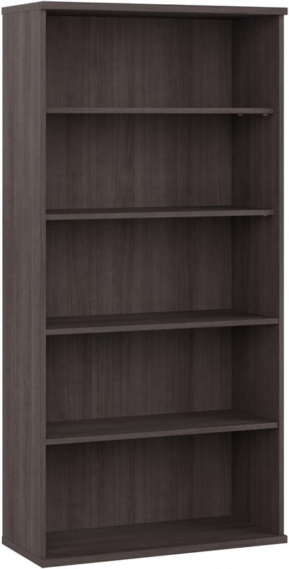 Bush Business Furniture Studio C Tall 5 Shelf Bookcase in Storm Gray, Large Bookshelf for Home or Professional Office - LeafyLoom