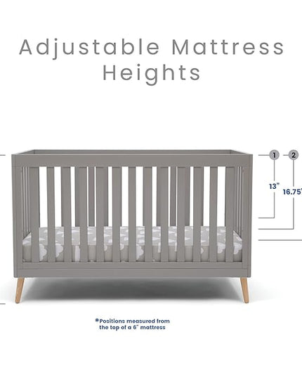 Delta Children Essex 4-in-1 Convertible Baby Crib, Grey with Natural Legs - LeafyLoom