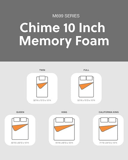 Signature Design by Ashley California King Size Chime 10 Inch Medium Firm Memory Foam Mattress with Green Tea & Charcoal Gel - LeafyLoom