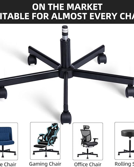 Purgreen Home Office Swivel Chair Base – Durable, Steady and Easy Installation – Perfect for Criss Cross and Cross Legged Chairs with Replacement Casters (Blcak, Gas Lift+Base+Wheel) - LeafyLoom