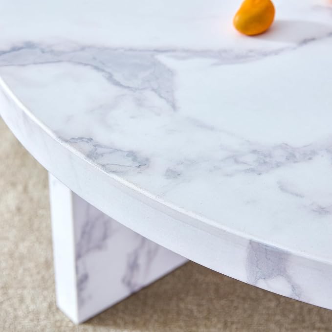 NicBex 31.4Inch Round Dining Table,Mid-Century Modern Kitchen Table with White Patterns Tabletop for 2 to 4,Leisure Coffee Table for Kitchen,Small Space and Living Room,Space-Saving,White - LeafyLoom