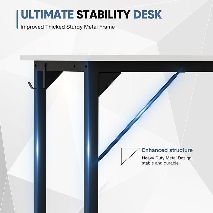 32 Inch Small Office Desk Modern Simple Style Writing Study Work Computer Table for Home Bedroom, White - LeafyLoom