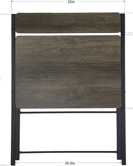 FurnitureR 31.9'' Folding Desk 2 Tier Foldable Writing Table Assembly Saves Space for Home Office Study, Metal Frames/Wood Top Laptop Table Computer Desk, Industrial Brown - LeafyLoom