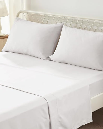 Anluoer King Comforter Set 7 Piece, White Bed in a Bag with Sheets, All Season Ruffle Shabby Chic Bedding Sets with 1 Comforter, 2 Pillow Shams, 2 Pillowcases, 1 Flat Sheet, 1 Fitted Sheet - LeafyLoom