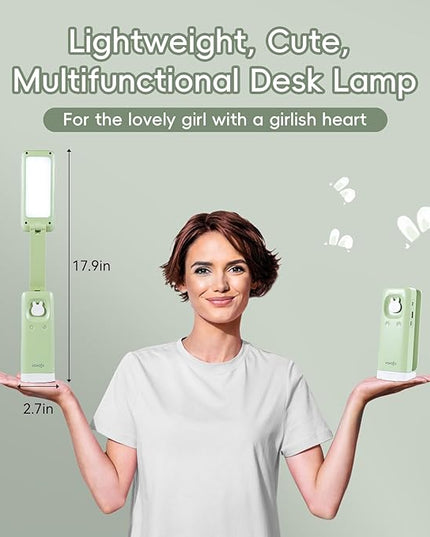 VAVOFO Cordless Desk Lamp, 6000mAh Battery Powered Desk Lamp, Foldable Desk Lamp, Three Color Temperatures, USB C Rechargeable Desk Lamp, Ideal Cute Desk Accessory for Students and Home Offices - LeafyLoom