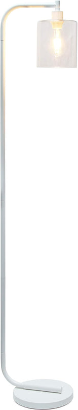 Simple Designs LF1036-WHT Antique Style Industrial Iron Lantern Glass Shade Floor Lamp, White 12 x 10 x 63 - LeafyLoom