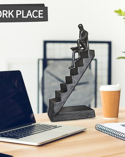 Jalunth Bookshelf Bookcase Aesthetic Decoration Art Sculptures Home Decor Book Shelf Case Modern Accents Figurine Reading Metal Decorative Ideas Objects Accessories Library Office Steel Statue Gifts - LeafyLoom