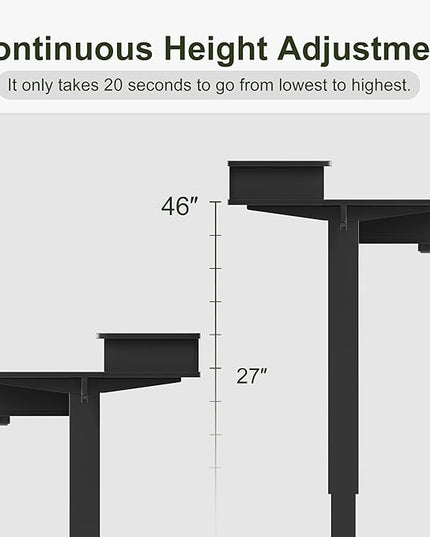 BANTI Height Adjustable Electric Standing Desk with 4 Drawers, 63 x 24 Inch Table with Storage Shelf, Sit Stand Desk, Black Top - LeafyLoom