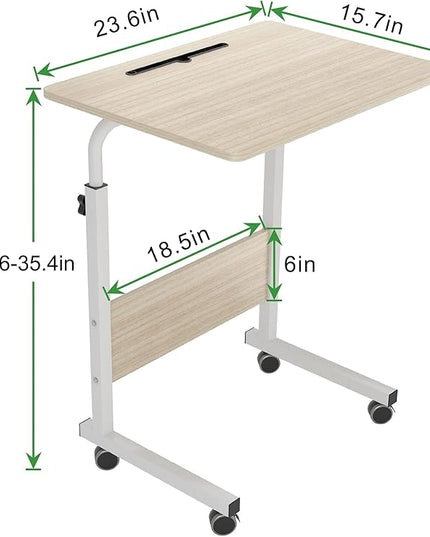SogesGame End Table Height Adjustable Laptop Table, Portable Desk Cart Tray Mobile Side Table Sofa Table, Snack Table Industrial C Table for Coffee Snack Sofa,Maple,05#3-60MP-S8-US - LeafyLoom