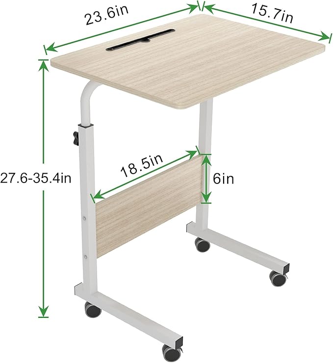 SogesGame End Table Height Adjustable Laptop Table, Portable Desk Cart Tray Mobile Side Table Sofa Table, Snack Table Industrial C Table for Coffee Snack Sofa,Maple,05#3-60MP-S8-US - LeafyLoom