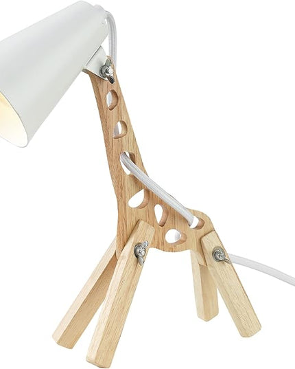Globe Electric 52210 Gigi Giraffe 11" Wooden Novelty Lamp, White Shade, in-Line On/Off Rocker Switch - LeafyLoom