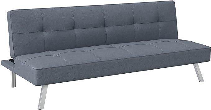 Serta Rane Convertible Sofa Lounger Microfiber Light Grey Full - LeafyLoom