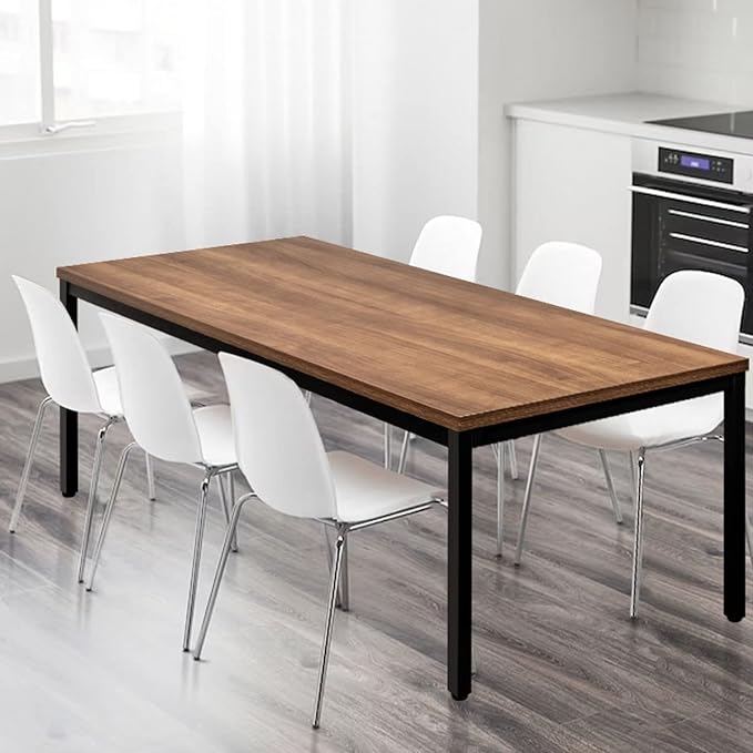 Large Table 35x70 Inches Computer Desk/Dining Table, Office Desk Sturdy Writing Workstation for Home Office Modern Simple Sturdy Laptop Study Table- Walnut - LeafyLoom
