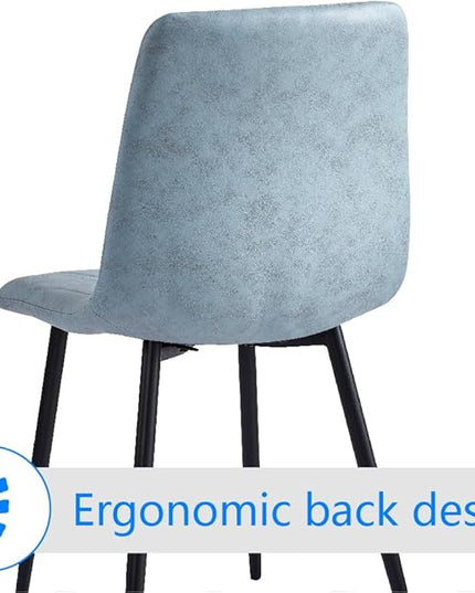 4 Set of Dining Chairs, Metal Frame Dining Chair for Kitchen Room,Technology Cloth Seat Chair for Living Room, Bedroom(Light Blue) - LeafyLoom
