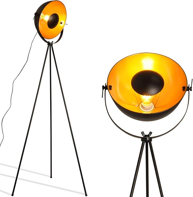 COSYLUX Industrial Tripod Floor Lamp for Living Room, Modern Satellite Tall Standing Lamps for Bedrooms Black Gold (No Bulbs) - LeafyLoom